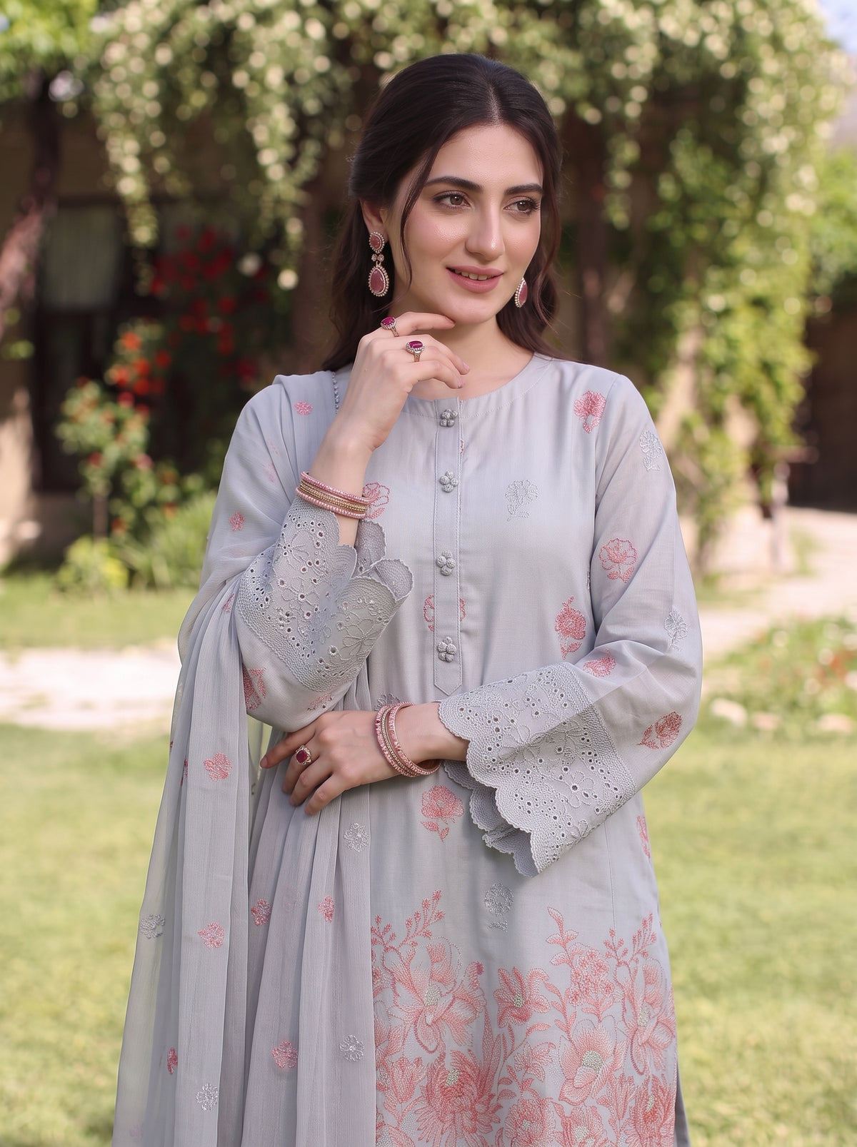 Floral Light Grey CK Karandi