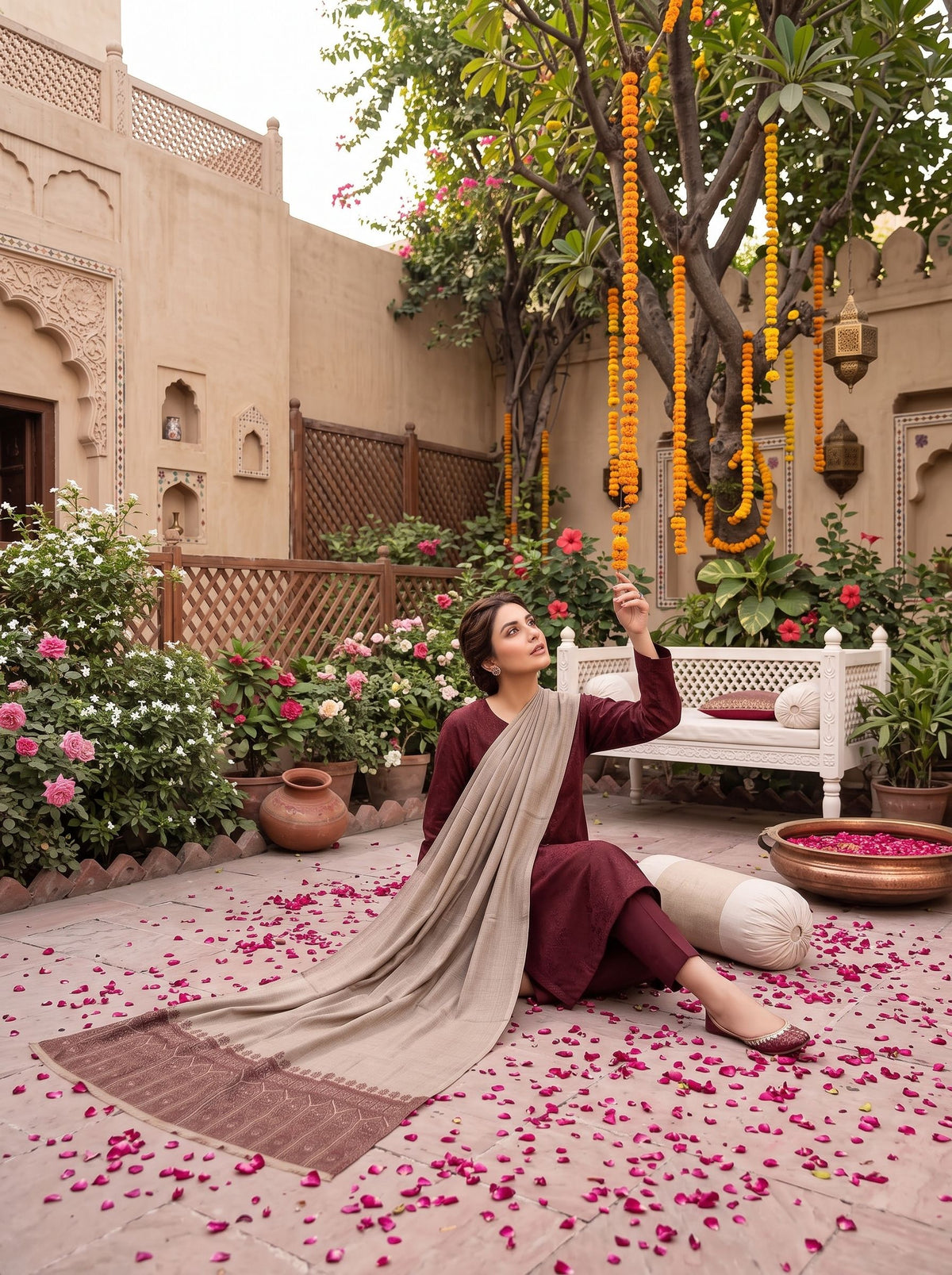 Khaista Kaani - Maroon & Grey