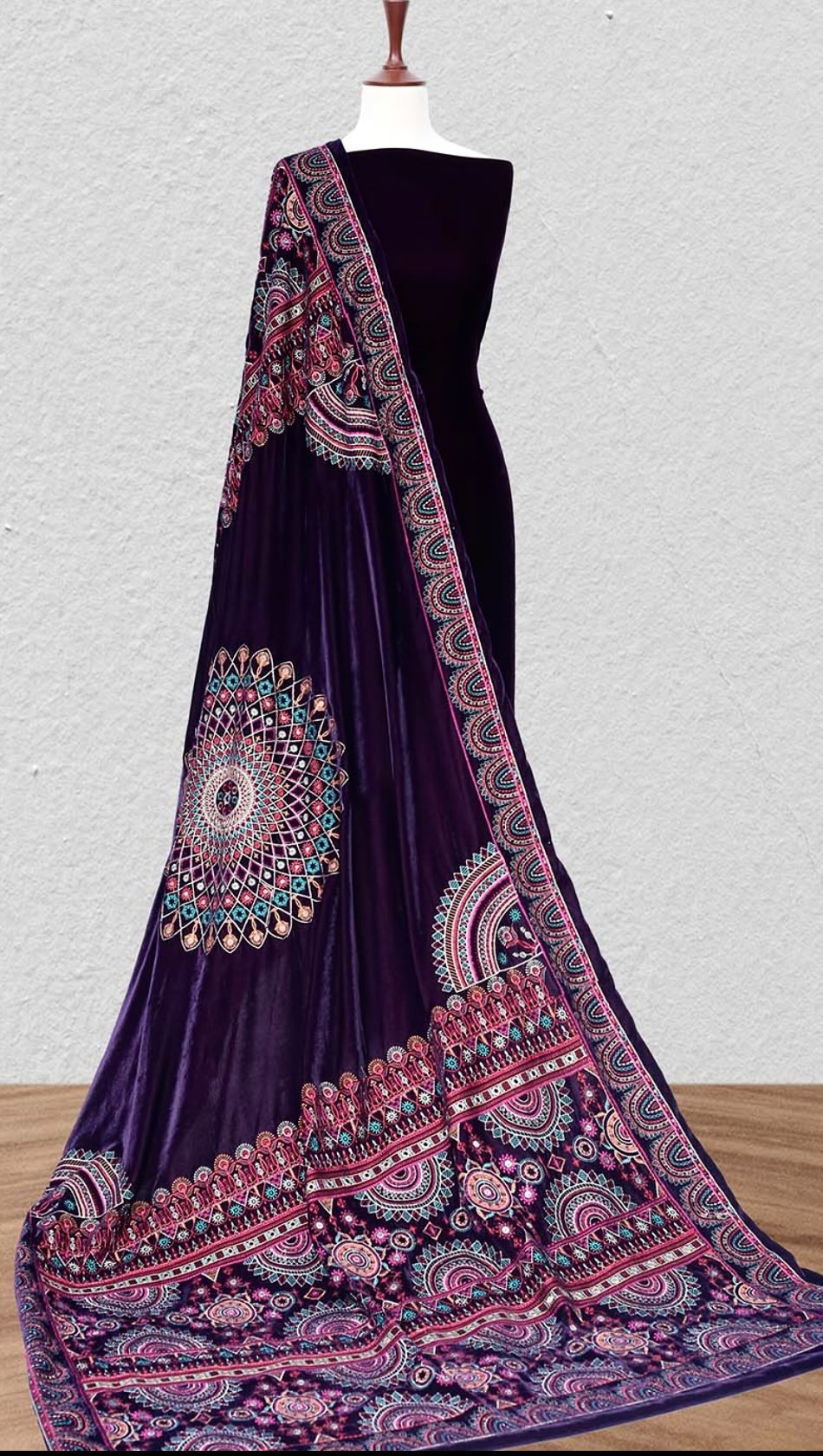 Mosaic Plum Velvet Shawl
