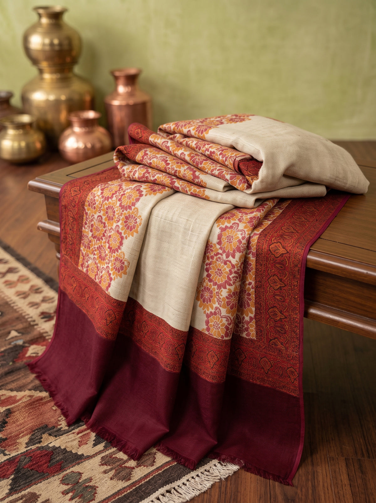 Vibrant Floral Kaani Wool Shawl