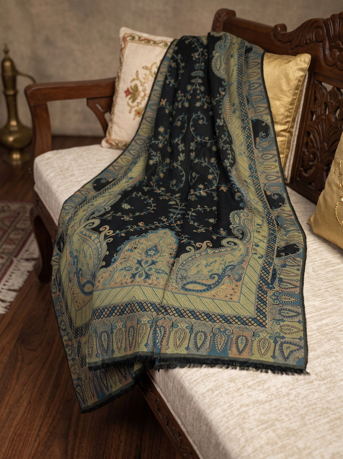 Black & Sage Kaani Wool Shawl