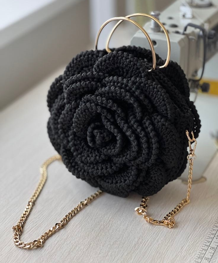 Acrylic Thread Rose Bag