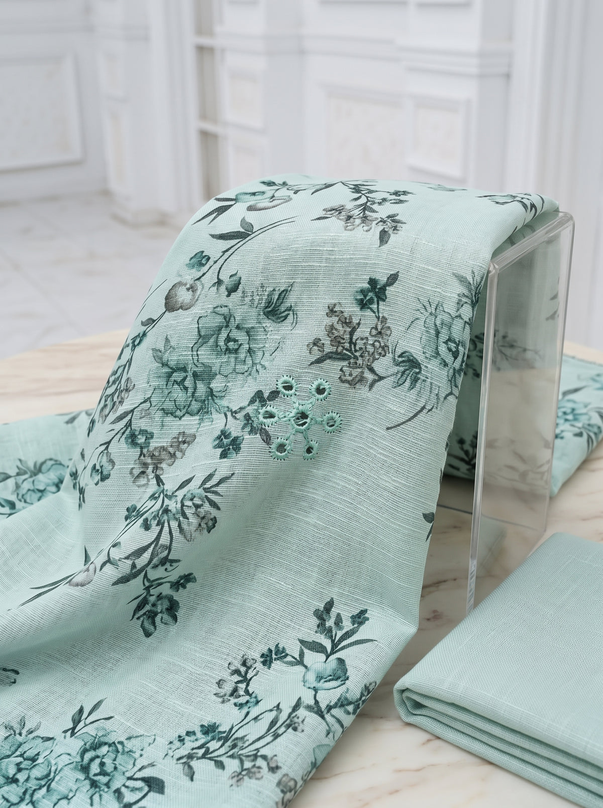 Ligth Aqua with Chikankari