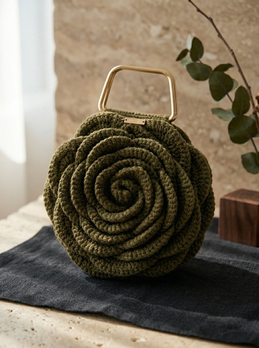 Acrylic Thread Rose Bag