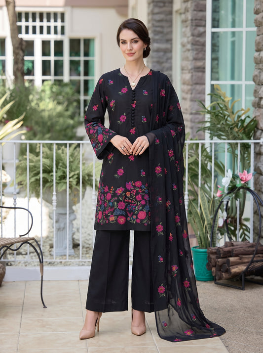 Floral Garden Black Karandi