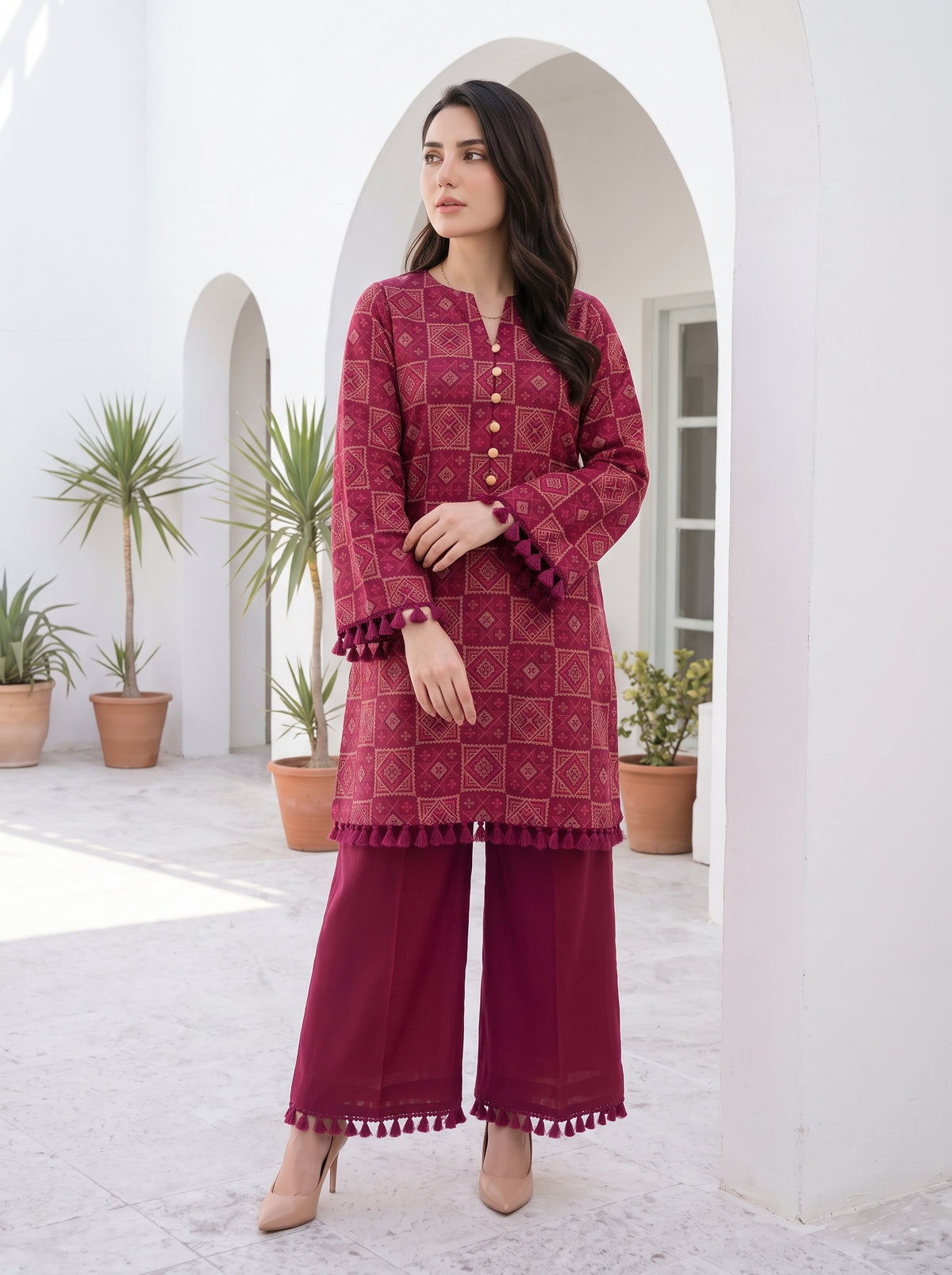 Mosaic Berry Karandi Embroidered 3Pc