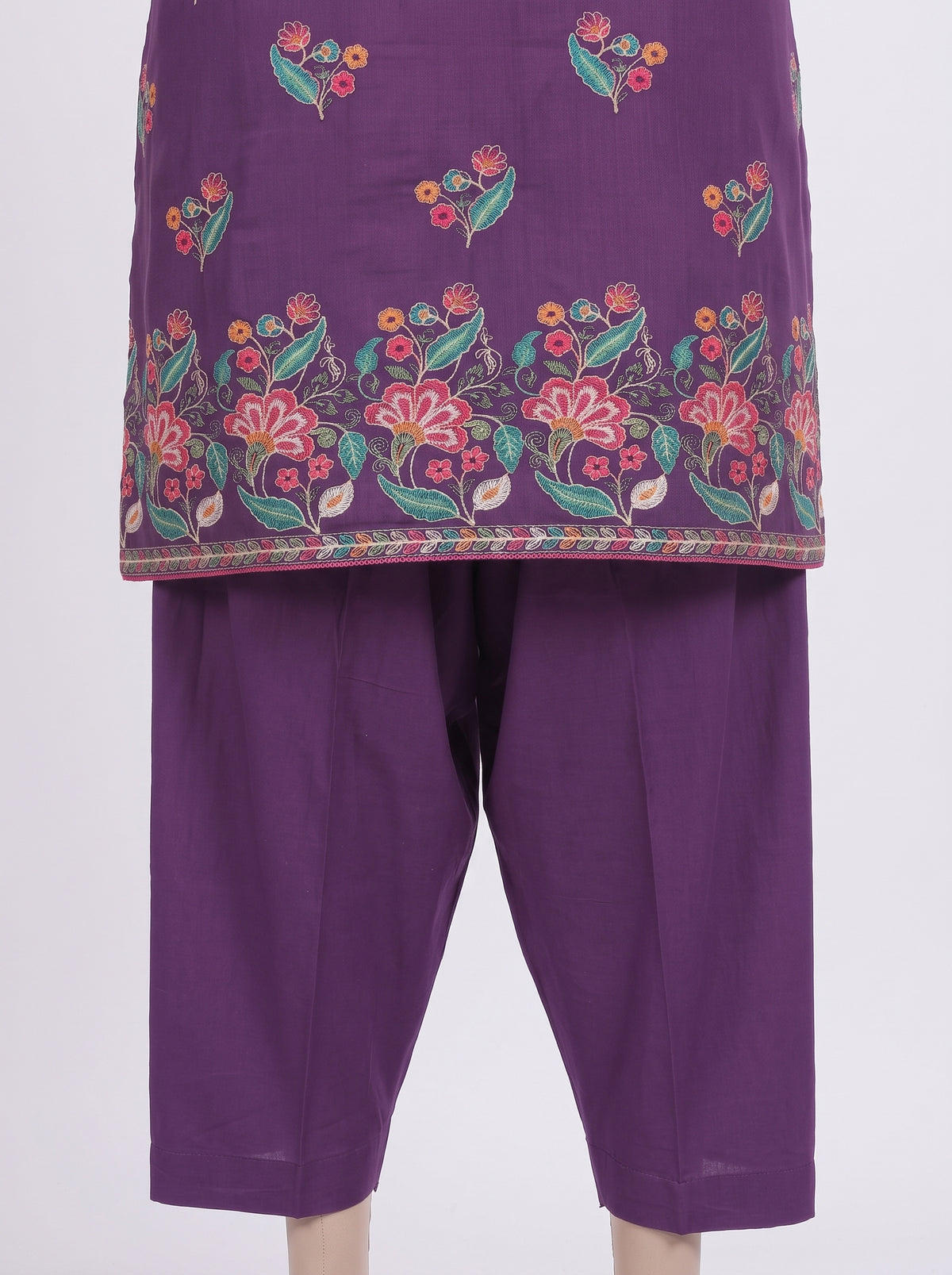 Vibrant Floral Purple Karandi