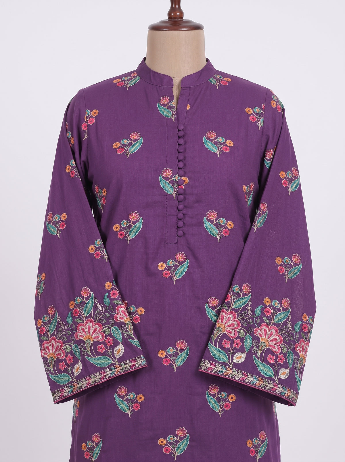 Vibrant Floral Purple Karandi