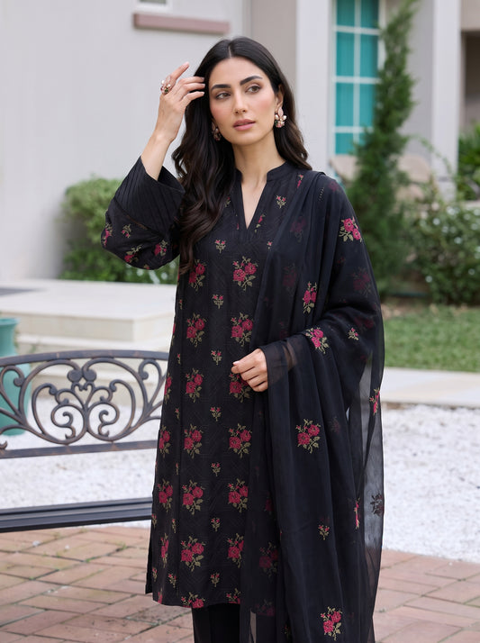 Black Flowery Karandi