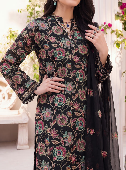 Bloom Floral Black Karandi