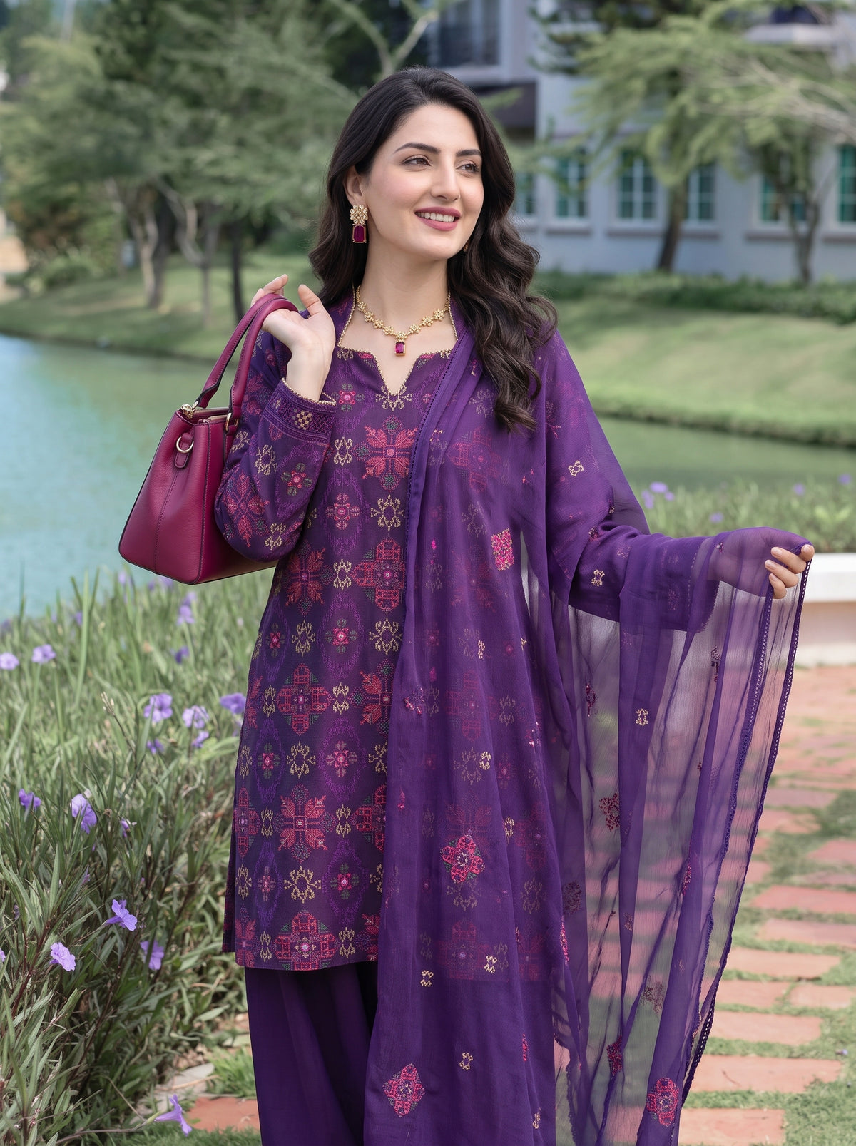 Purple Geometric 9mm Karandi