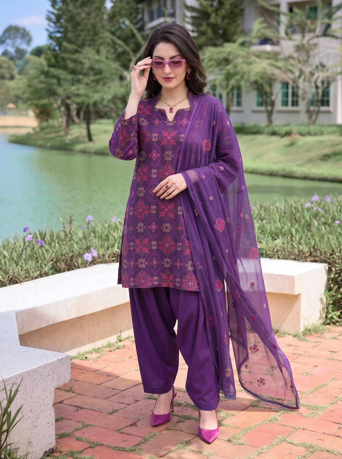 Purple Geometric 9mm Karandi