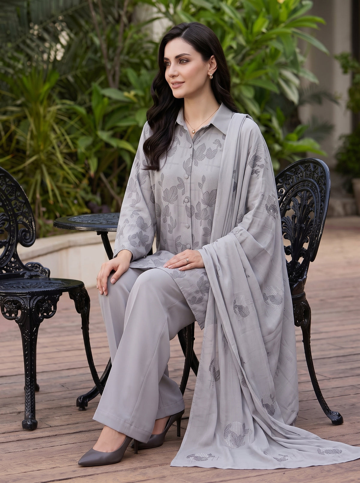 Light Grey Leaf Karandi