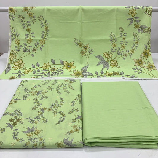 Pista Green Slub Karandi - Chikankari