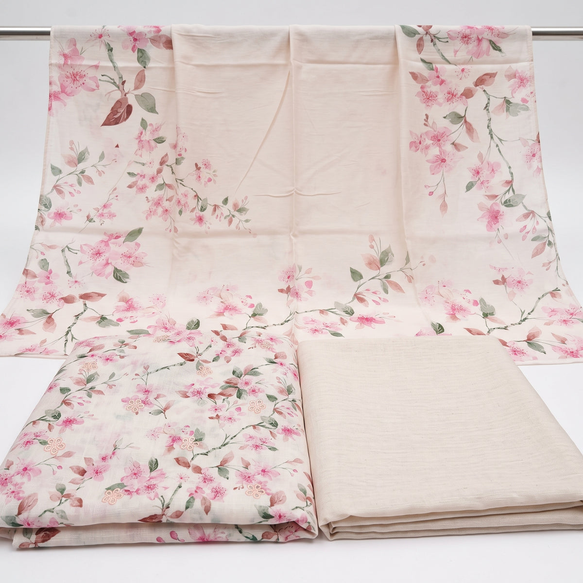 Light Pink Slub Karandi - Chikankari