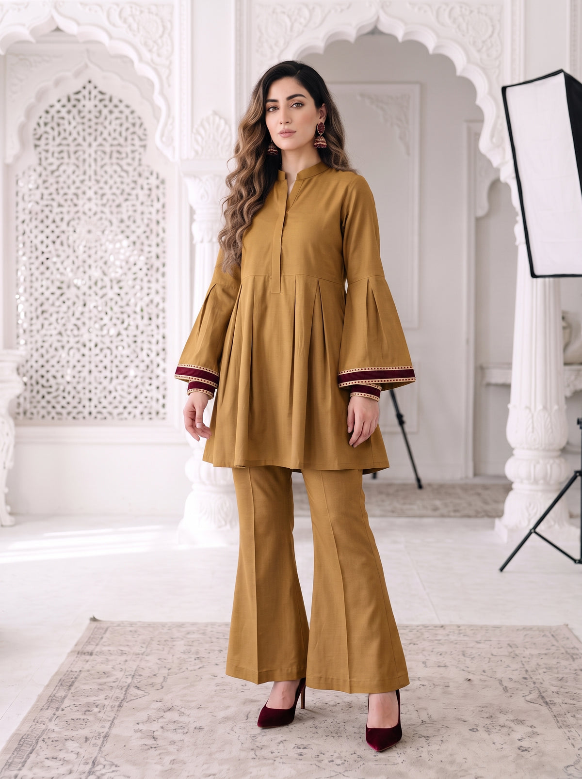Mustard Plain Karandi 2Pc