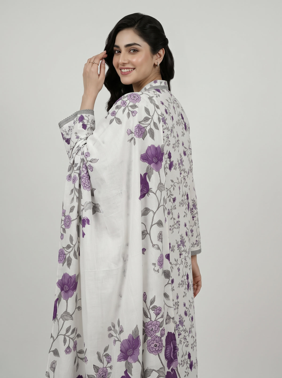 Deep Floral Slub Karandi