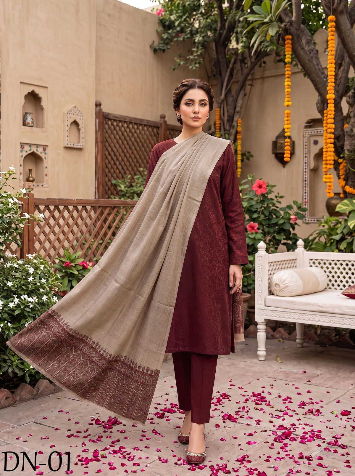 Khaista Kaani - Maroon & Grey