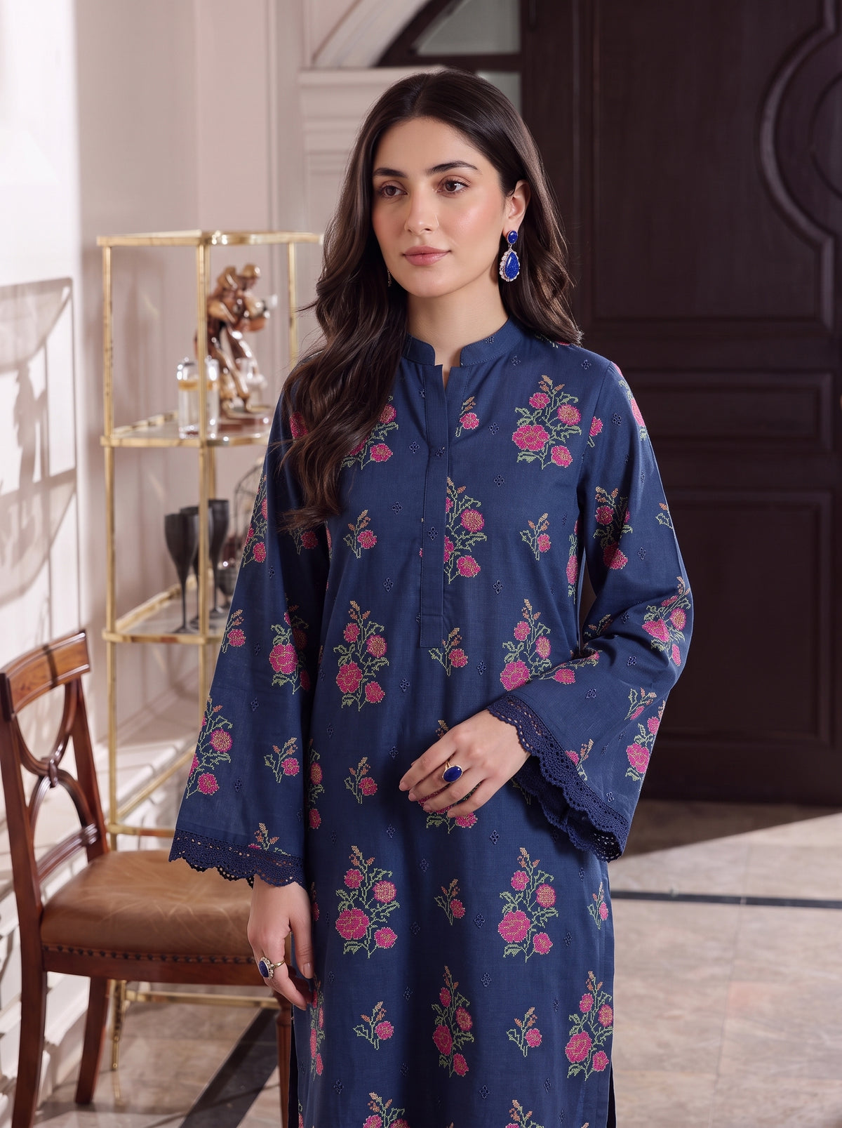 Rose Cross Stitch CK Blue Karandi