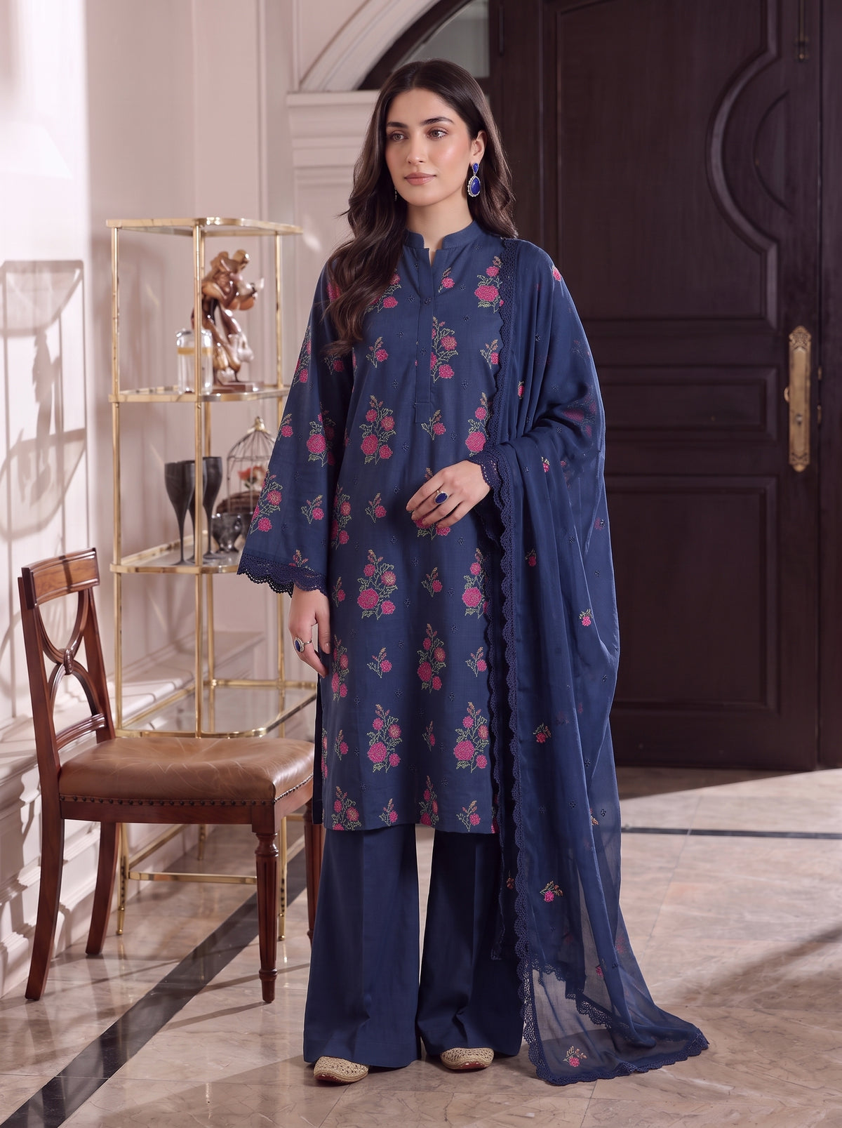 Rose Cross Stitch CK Blue Karandi