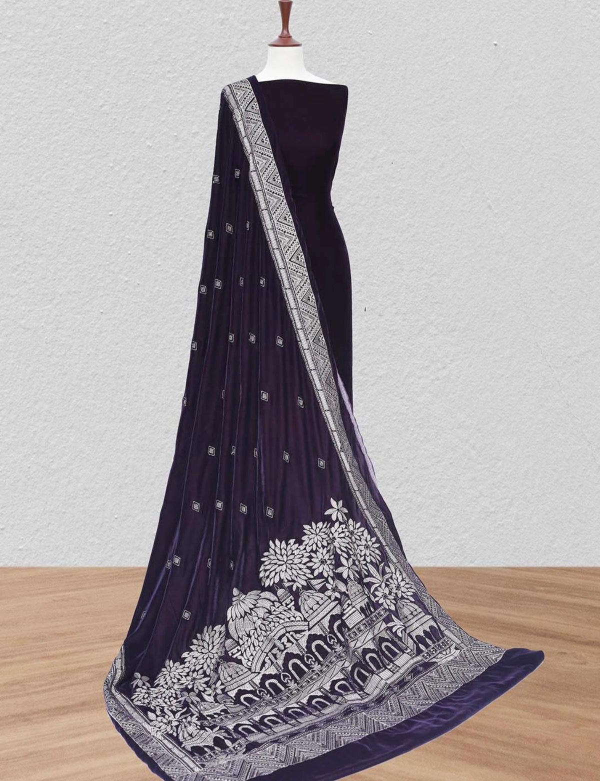 Mehal Plum Velvet Shawl