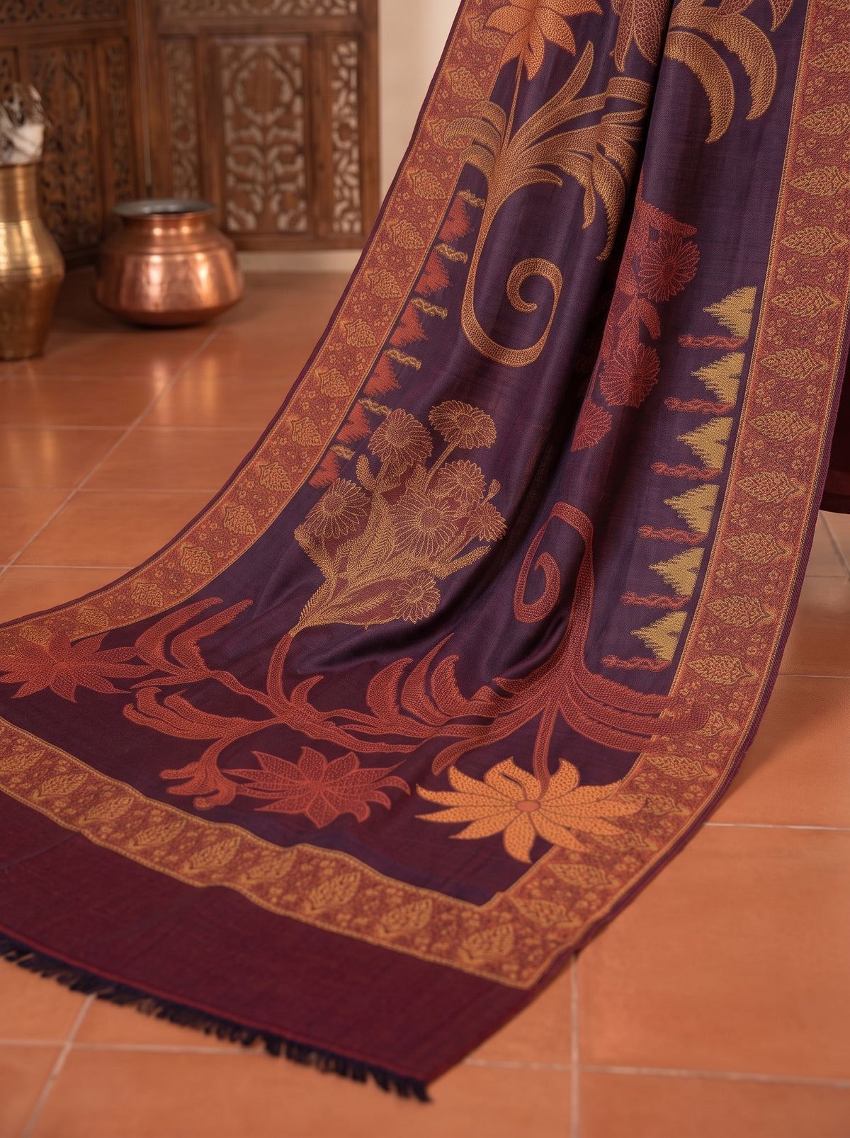 Plum Kaani Wool Shawl