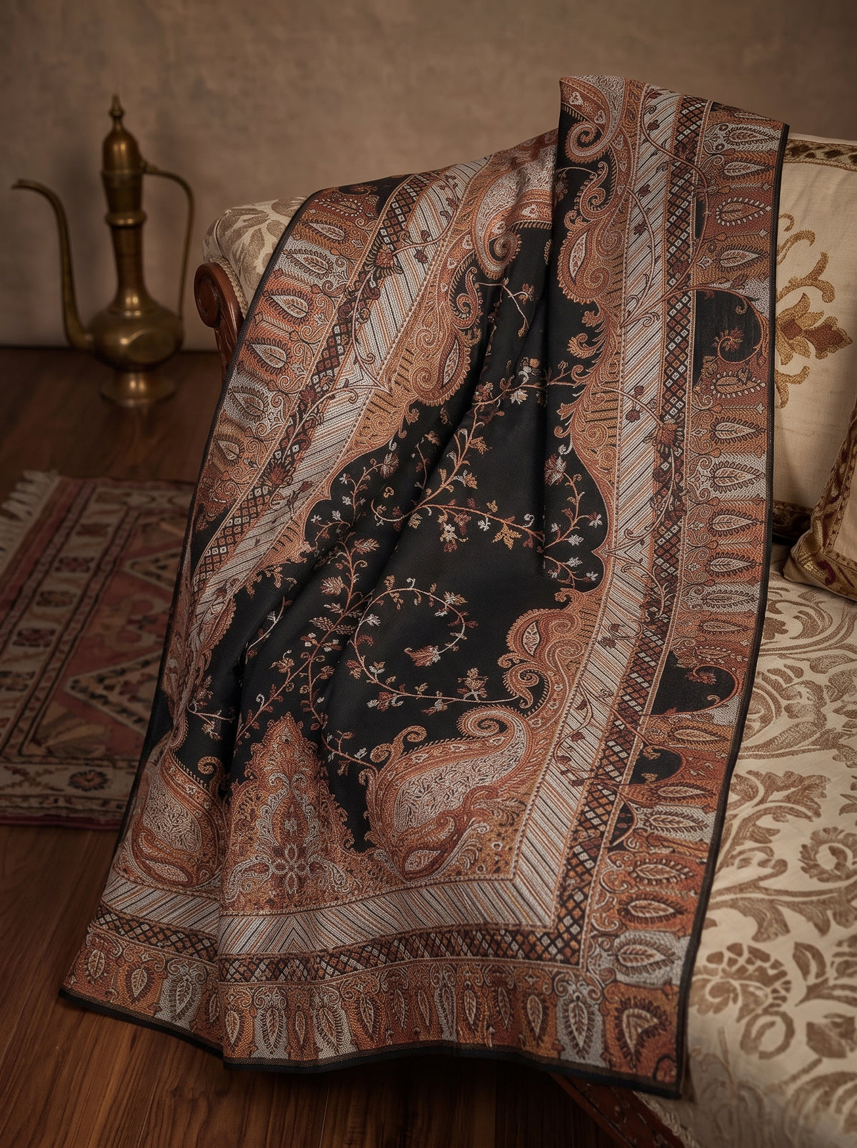 Brown & Black Kaani Wool Shawl