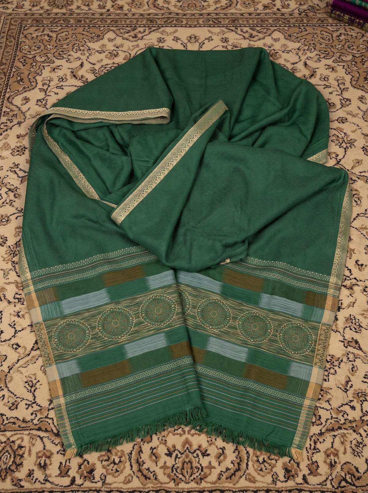 Green Abstract Kaani Wool Shawl